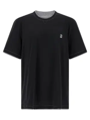 Double layer t-shirt BRUNELLO CUCINELLI Black