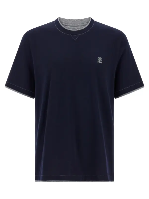 Double layer t-shirt BRUNELLO CUCINELLI Blue