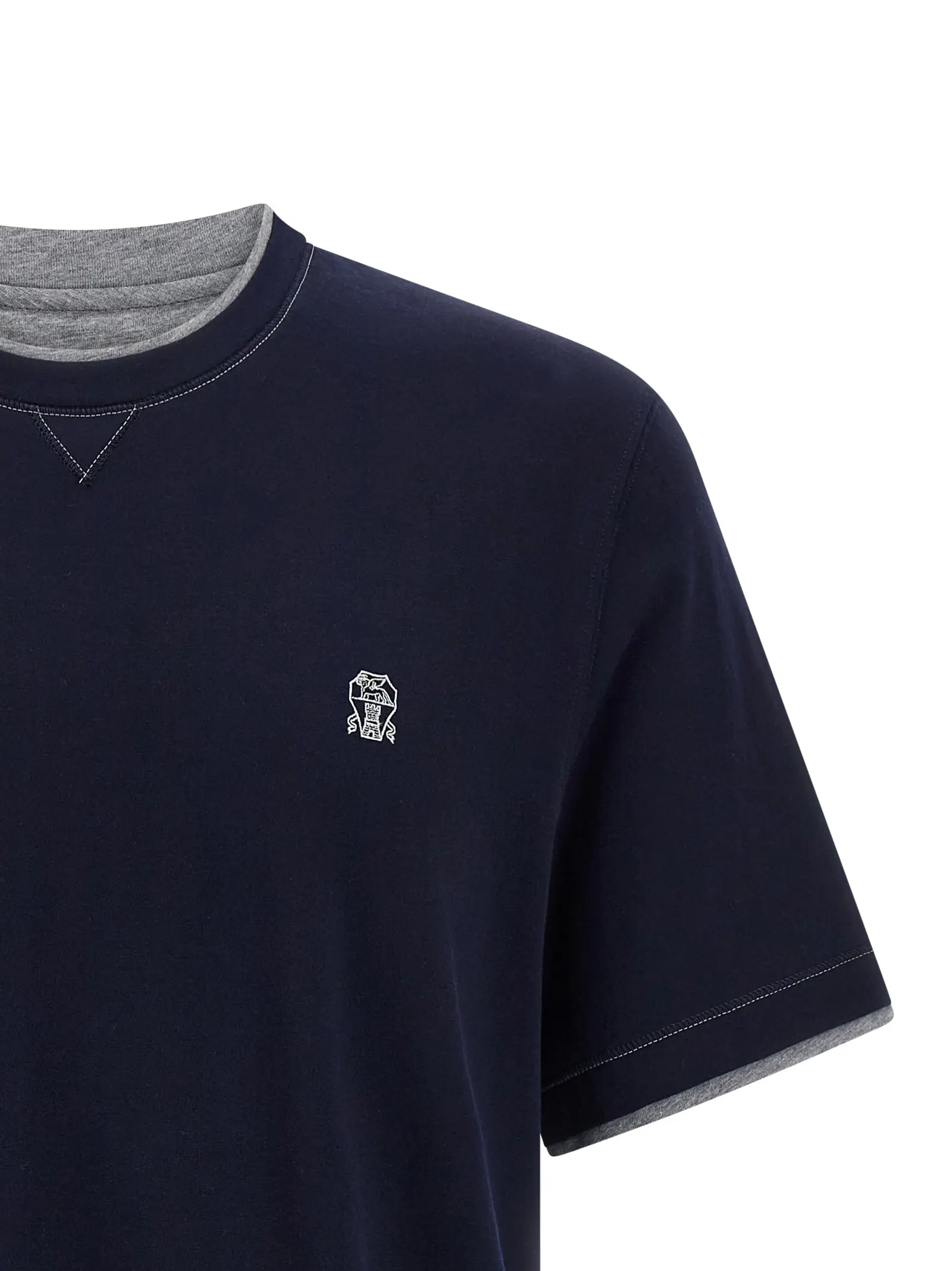 Футболка Brunello Cucinelli з подвійного шару Синя 3 Double layer t-shirt Man BRUNELLO CUCINELLI Blue