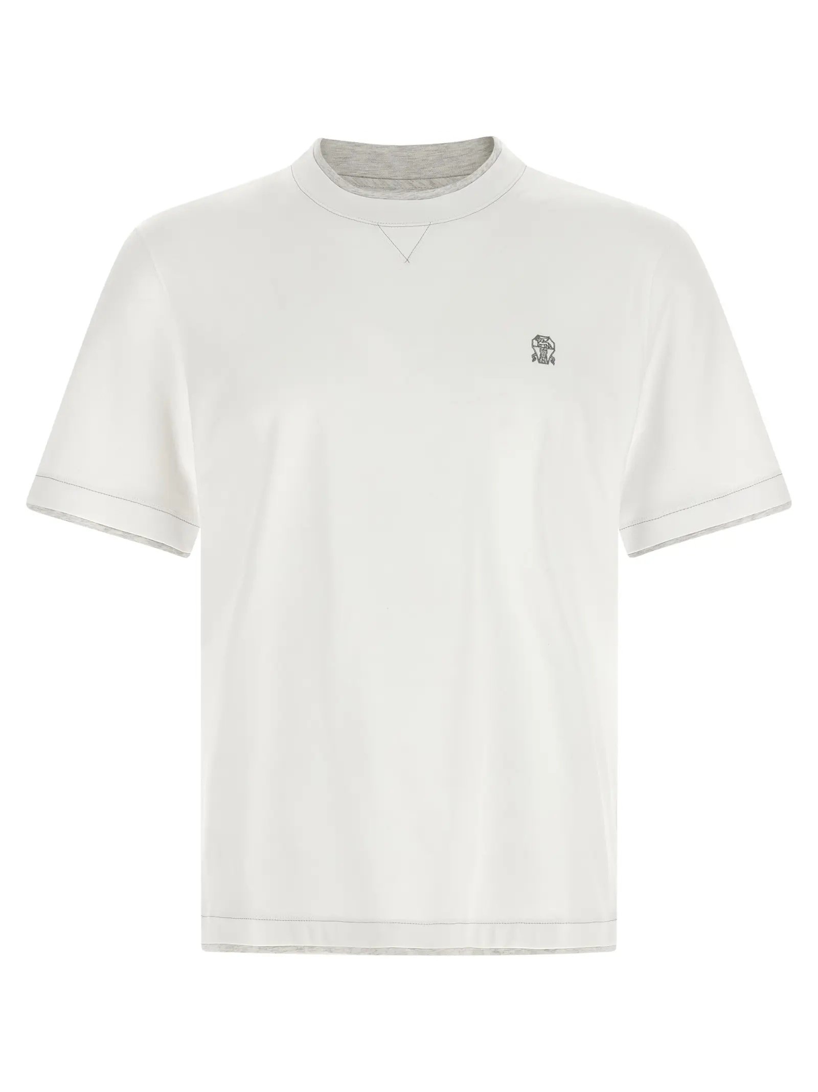 Футболка Brunello Cucinelli з подвійного шару Біла 1 Double layer t-shirt BRUNELLO CUCINELLI White