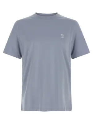 Logo print T-shirt BRUNELLO CUCINELLI Light Blue