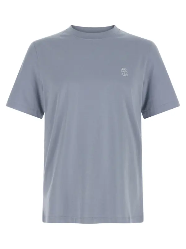 Logo print T-shirt BRUNELLO CUCINELLI Light Blue