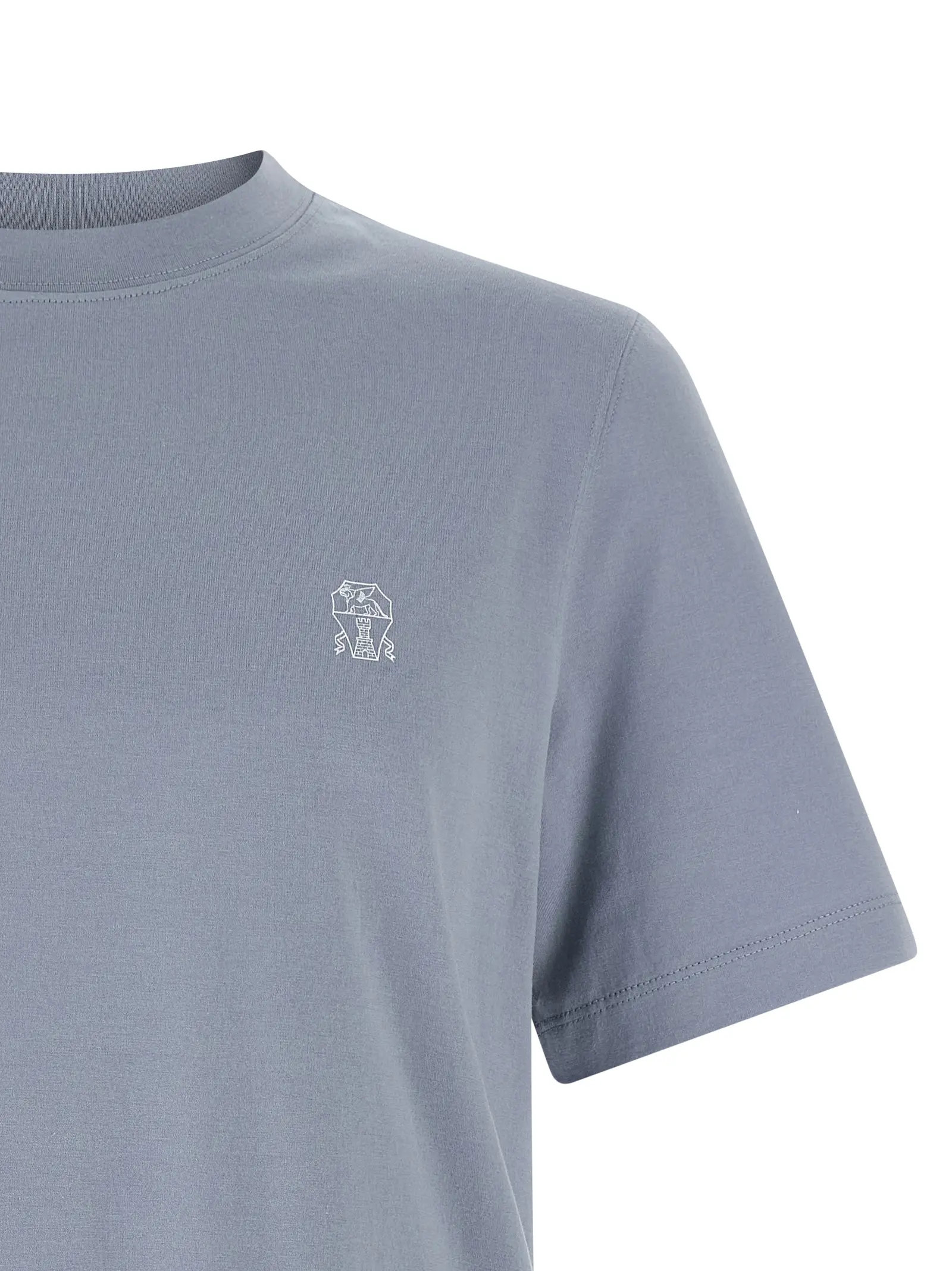 Футболка Brunello Cucinelli з логопринтом Блакитна 3 Logo print T-shirt Man BRUNELLO CUCINELLI Light Blue