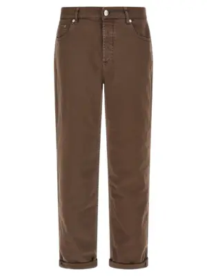 Garment-dyed jeans BRUNELLO CUCINELLI Brown