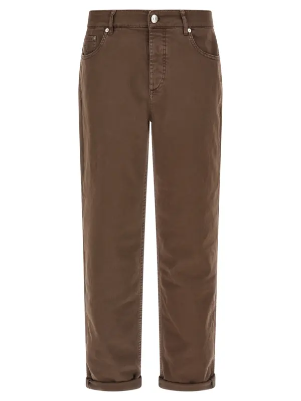 Garment-dyed jeans BRUNELLO CUCINELLI Brown