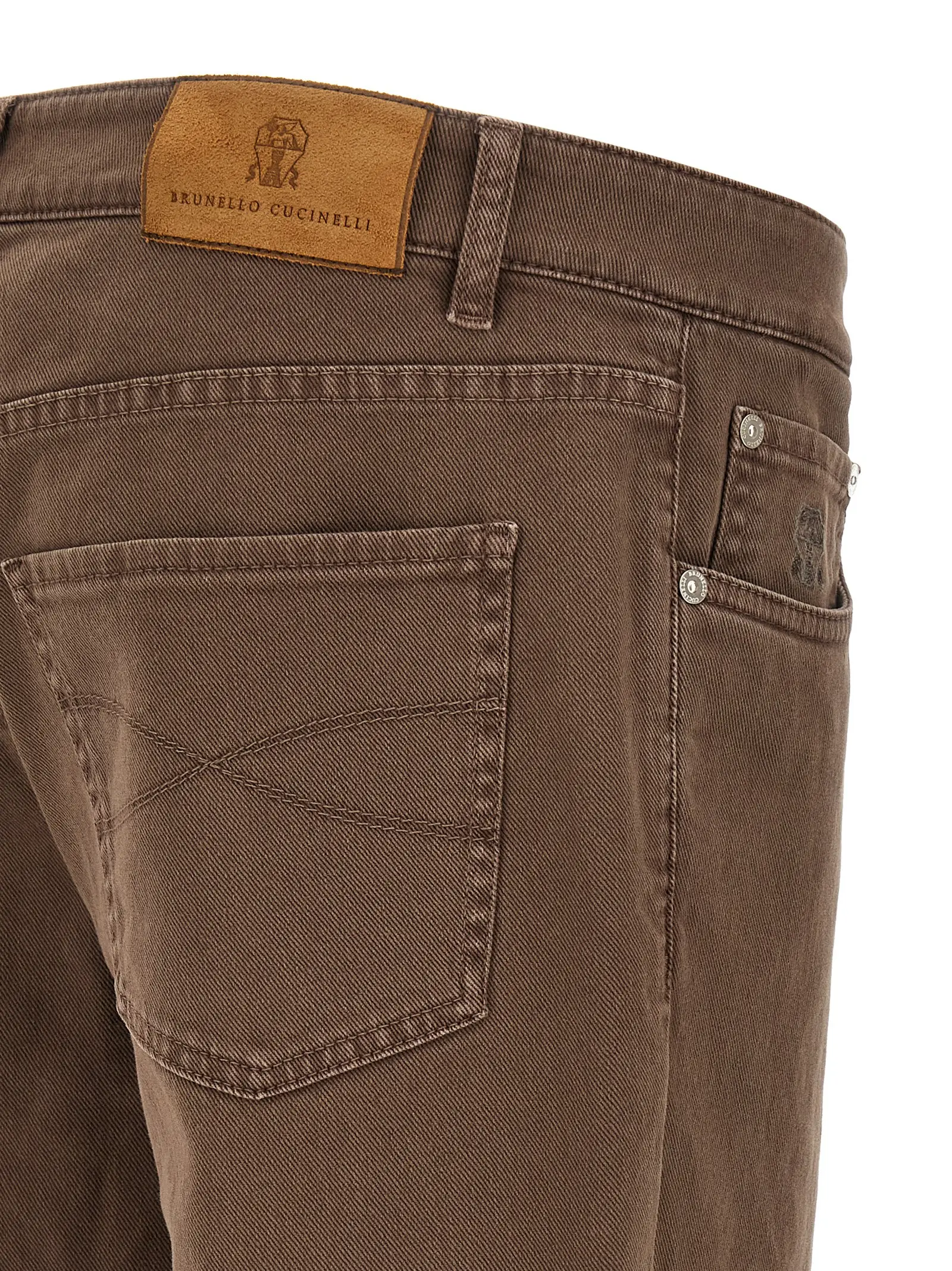 Джинси Brunello Cucinelli Garment-Dyed Коричневі 4 Garment-dyed jeans 99% cotton