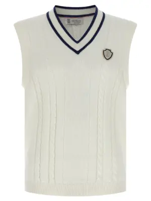 Cotton braided vest BRUNELLO CUCINELLI White