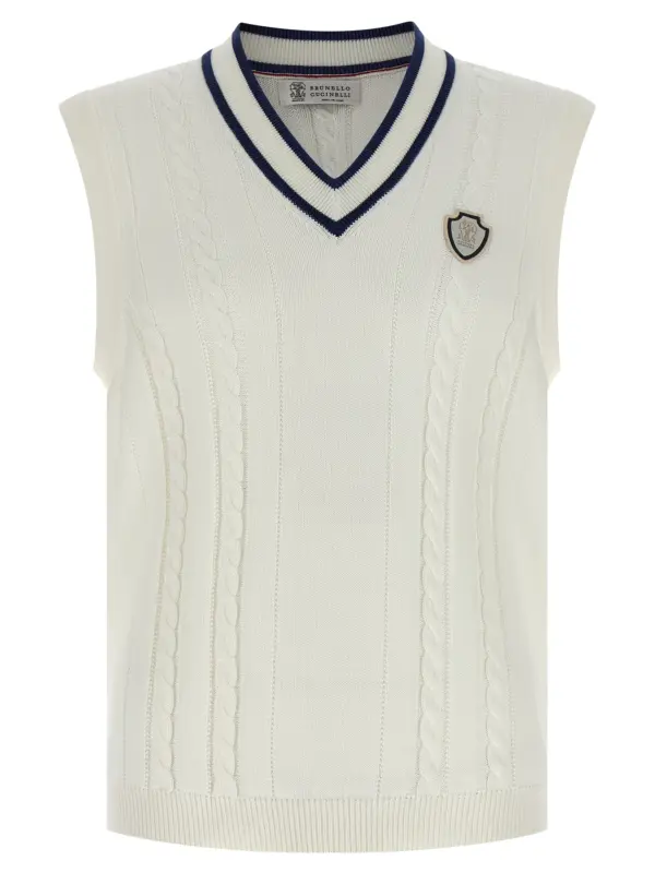 Cotton braided vest BRUNELLO CUCINELLI White