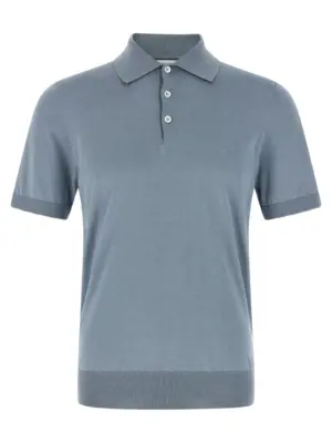 Cotton polo shirt BRUNELLO CUCINELLI Light Blue