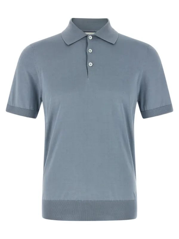 Cotton polo shirt BRUNELLO CUCINELLI Light Blue