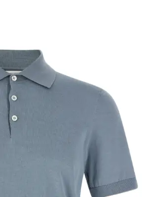 Cotton polo shirt Man BRUNELLO CUCINELLI Light Blue