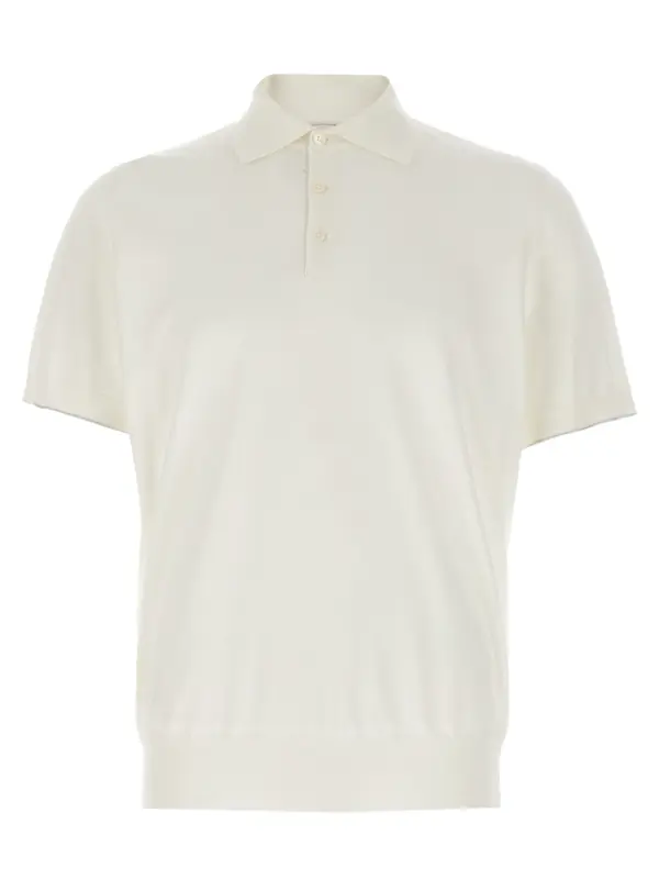 Stretch cotton polo shirt BRUNELLO CUCINELLI White