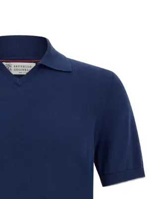 Cotton polo shirt Man BRUNELLO CUCINELLI Blue