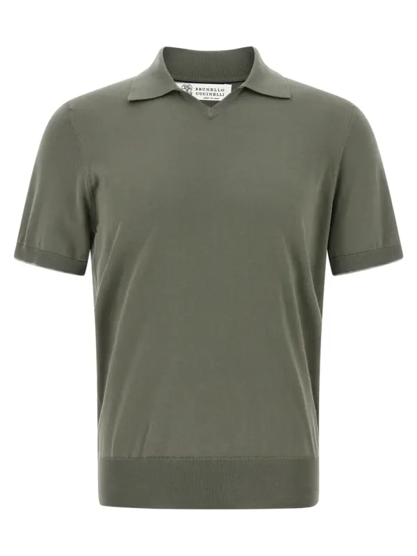Cotton polo shirt BRUNELLO CUCINELLI Green