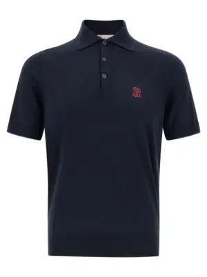 Logo embroidery polo shirt BRUNELLO CUCINELLI Blue