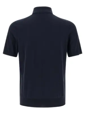 Logo embroidery polo shirt M29800195CW425 BRUNELLO CUCINELLI Blue