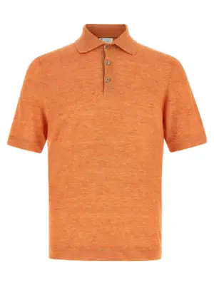 Linen cotton polo shirt BRUNELLO CUCINELLI Orange