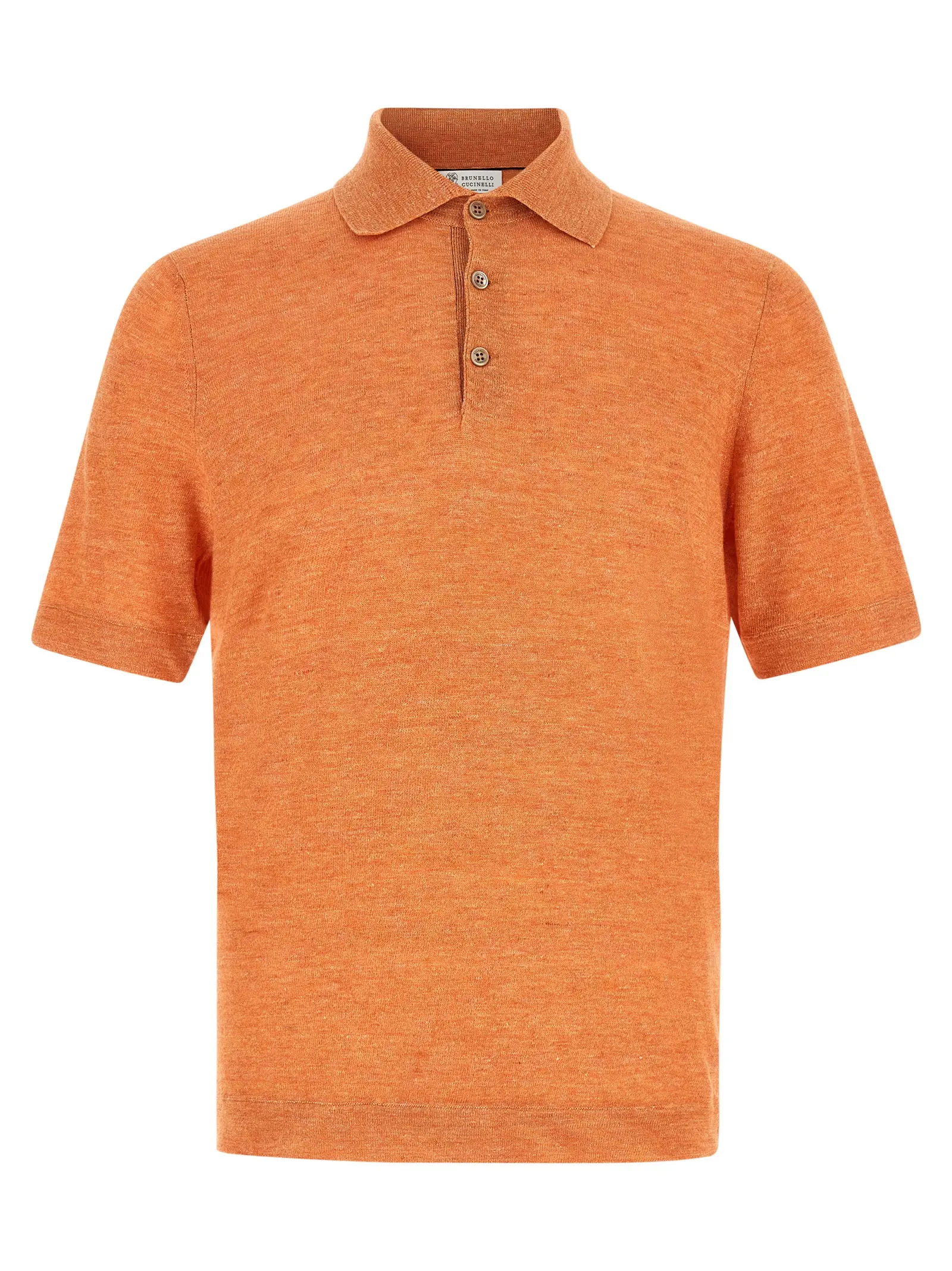 Поло з льону та бавовни Brunello Cucinelli Помаранчеве 1 Linen cotton polo shirt BRUNELLO CUCINELLI Orange