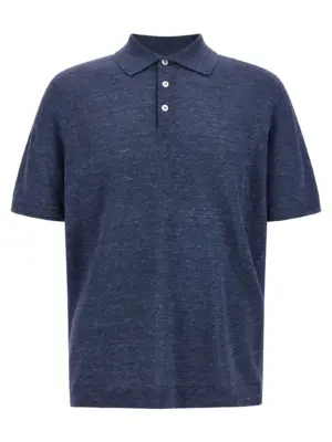 Linen cotton polo shirt BRUNELLO CUCINELLI Blue