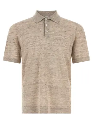 Linen cotton polo shirt BRUNELLO CUCINELLI Beige