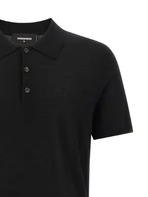 Wool polo shirt Man DSQUARED2 Black