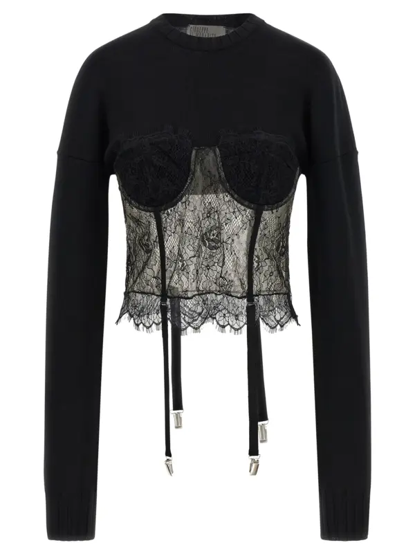 Lace insert sweater GIUSEPPE DI MORABITO Black