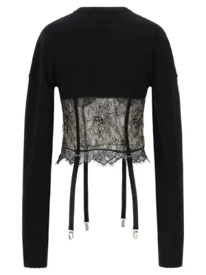 Lace insert sweater 06PSKNT3891640499 GIUSEPPE DI MORABITO Black