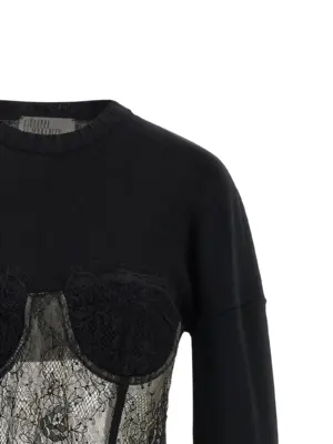 Lace insert sweater Woman GIUSEPPE DI MORABITO Black