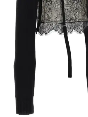 Lace insert sweater 65% viscose