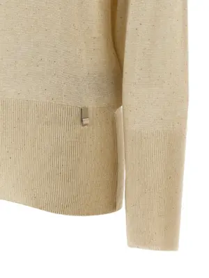 Lamé and sequin yarn sweater 76% viscose 9% polyamide 8% polyester 7% metal HERNO Beige