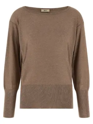 Lamé and sequin yarn sweater HERNO Brown