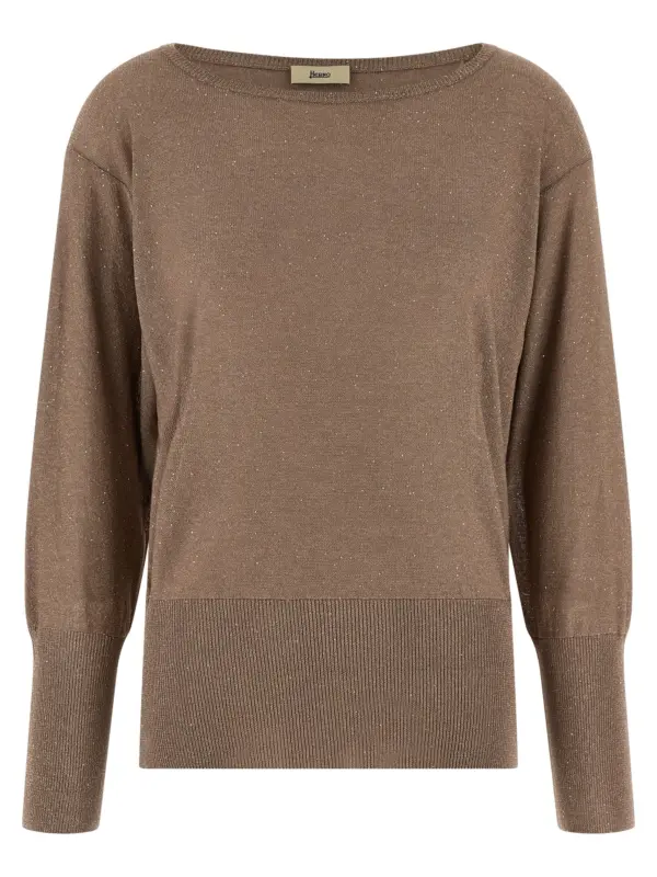 Lamé and sequin yarn sweater HERNO Brown