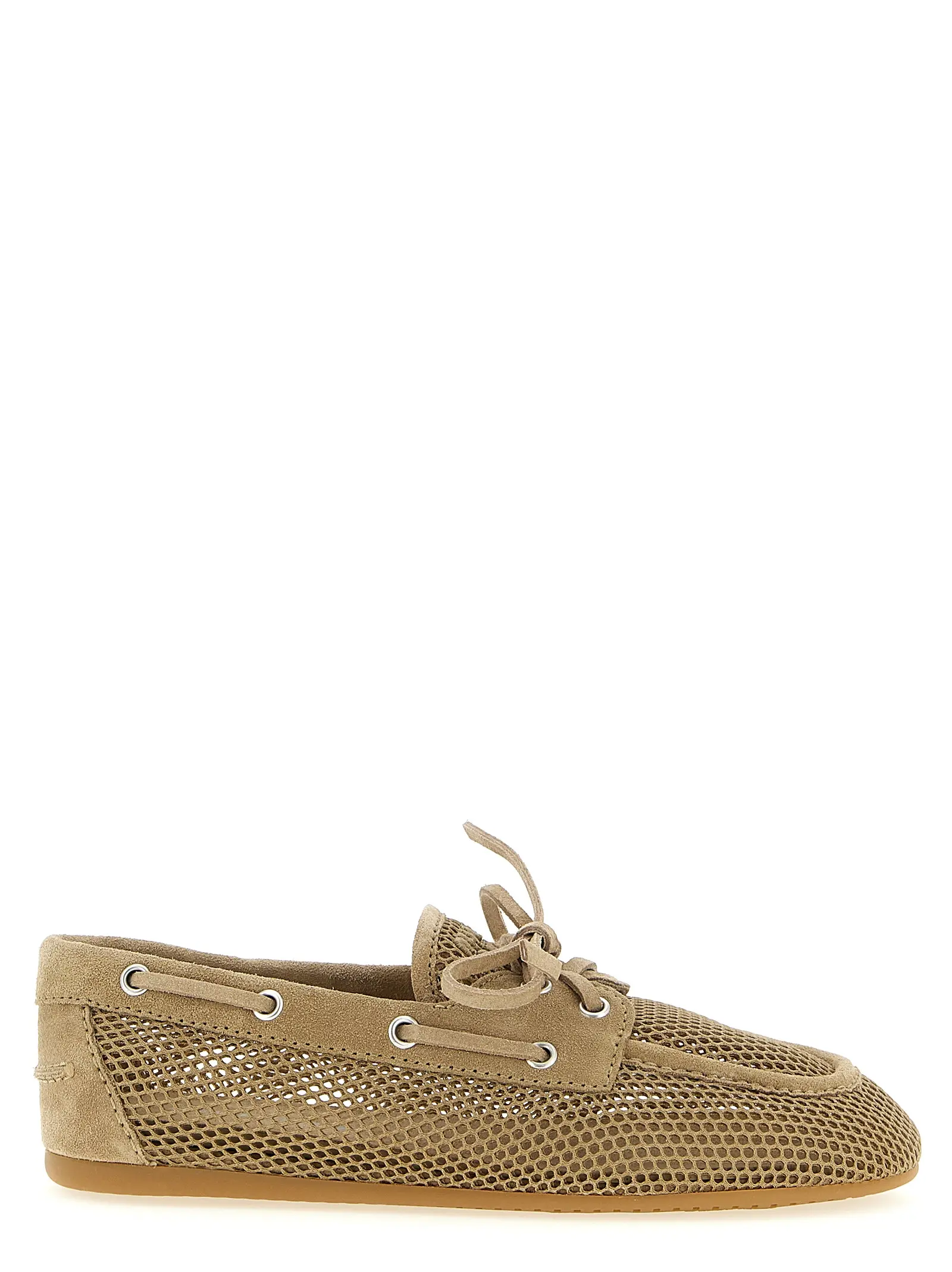 Топсайдери Miu Miu Mesh and suede бежеві 1 Mesh and suede boat shoe MIU MIU Beige