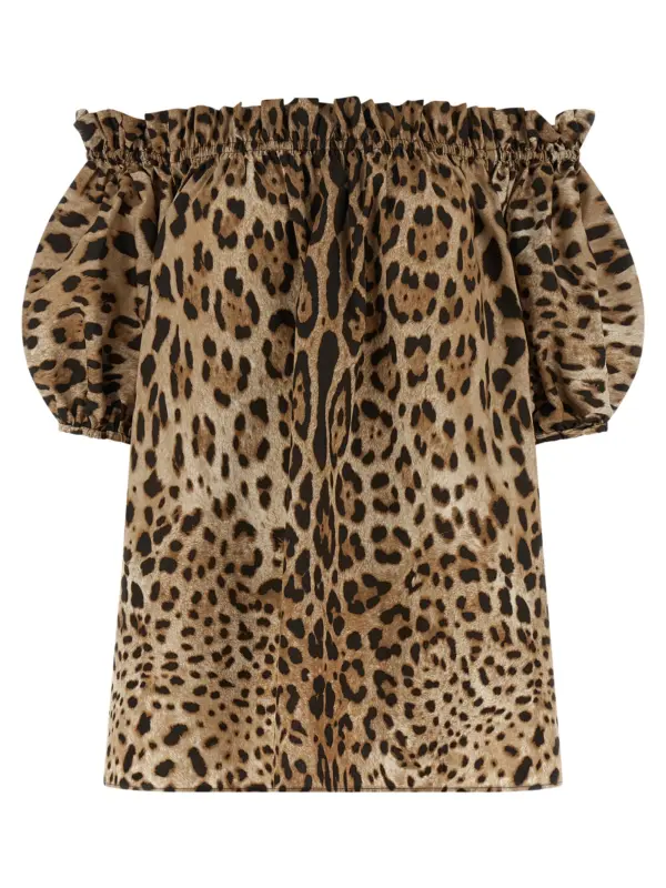 Animal print cotton top DOLCE & GABBANA Brown